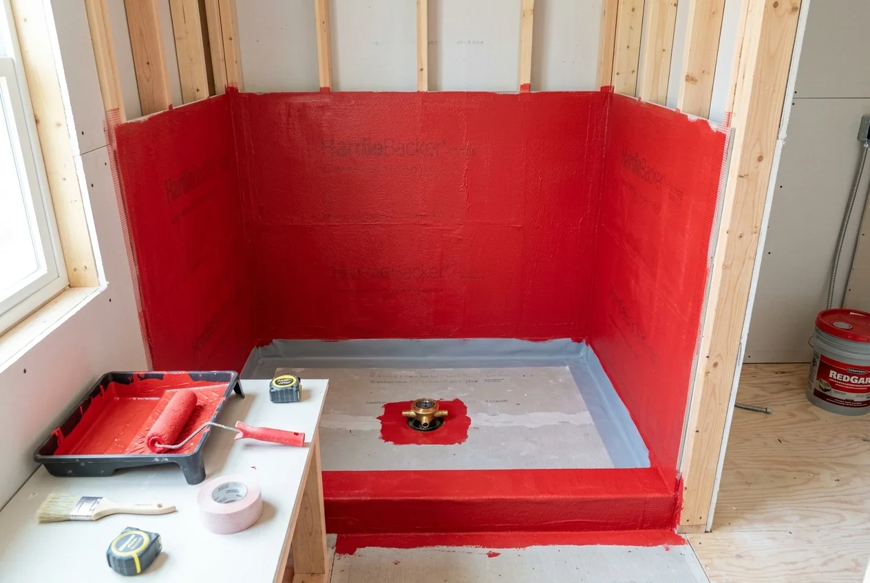 Shower Wall Waterproofing Liquid Membrane Prep Detail
