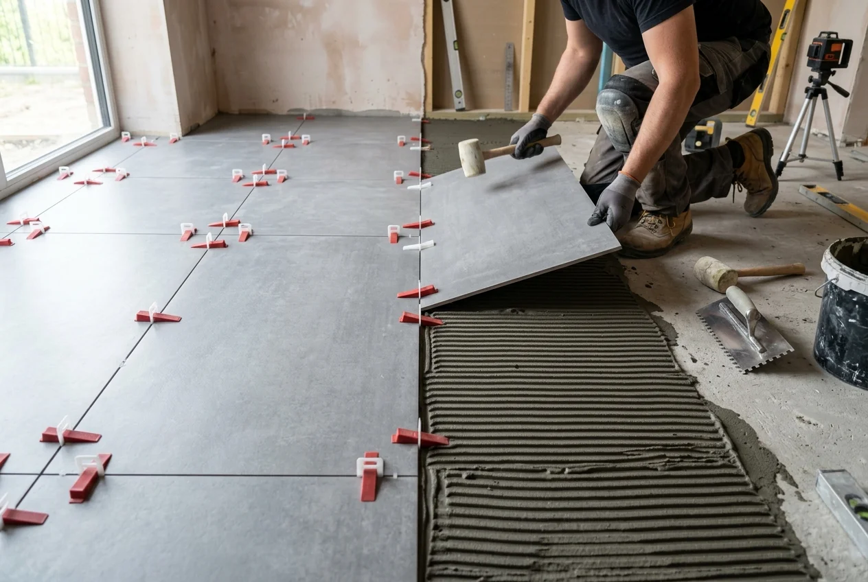 Tiling Leveling System Spacers Installation Detail