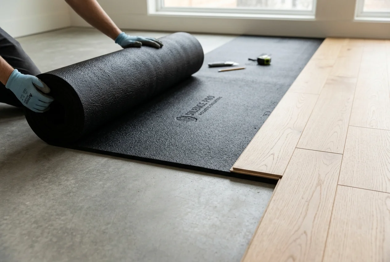 Soundproof Flooring Underlayment Foam Roll Out Detail