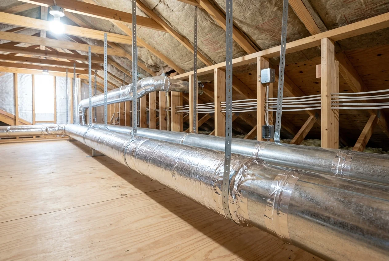 Insulated Round Ductwork Attic Installation Detail