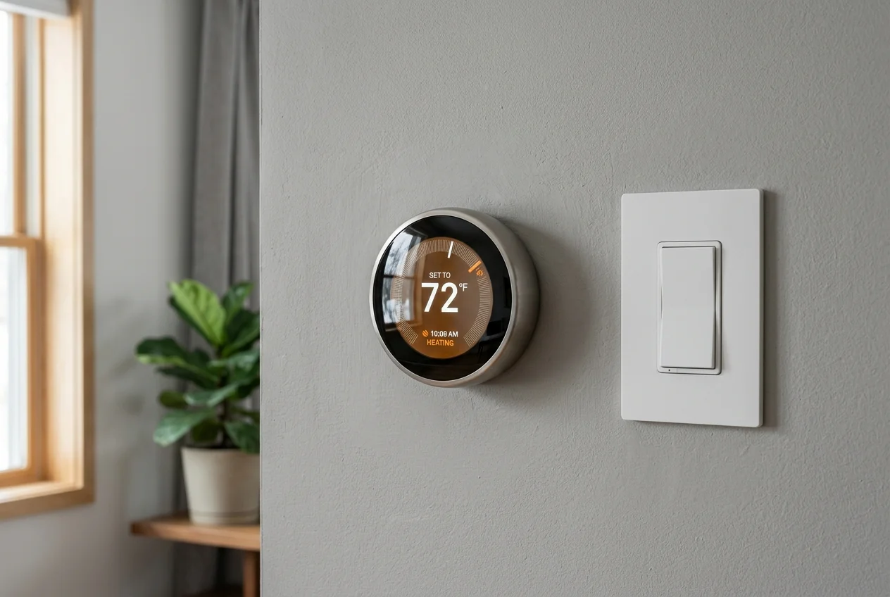 Sleek Modern Smart Thermostat Interface Wall Mount